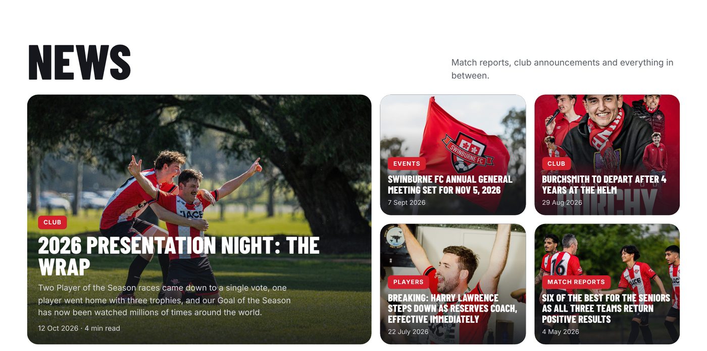 The new News page with the latest stories