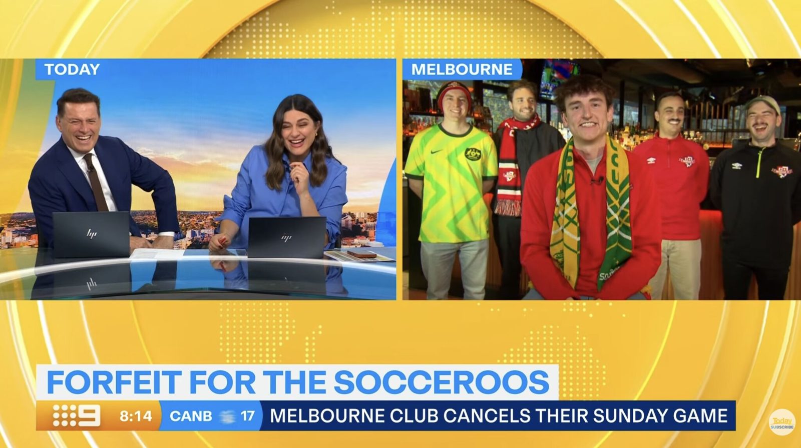 Swinburne FC players live on The Today Show